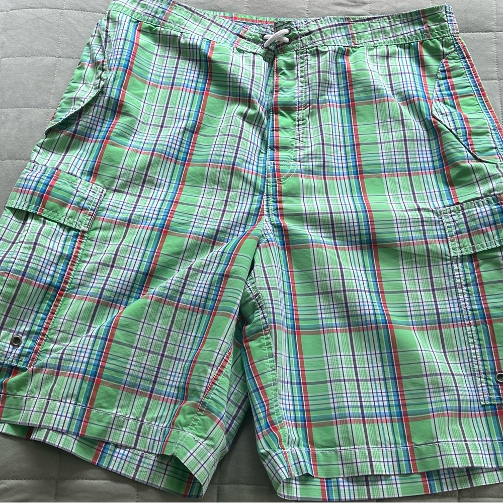 Ralph Lauren Polo Green Plaid Swim Trunks Swim Wear Size 36 - Picture 9 of 15